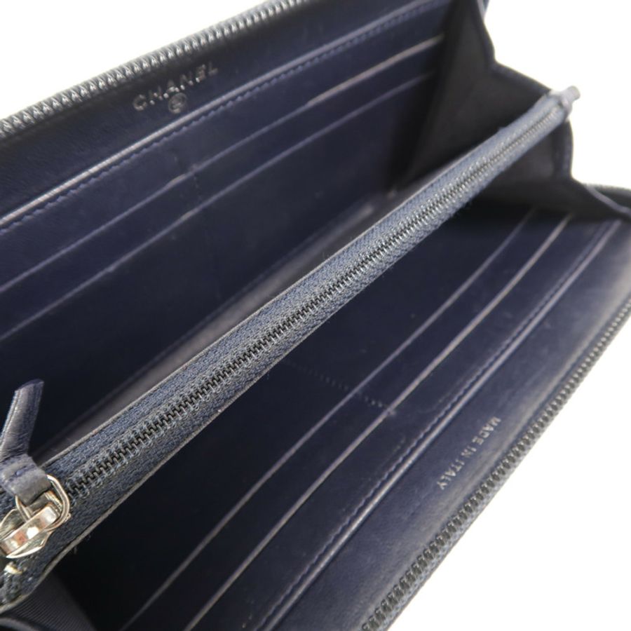 CHANEL 羊皮皮革Boy Long Wallet長錢包-6