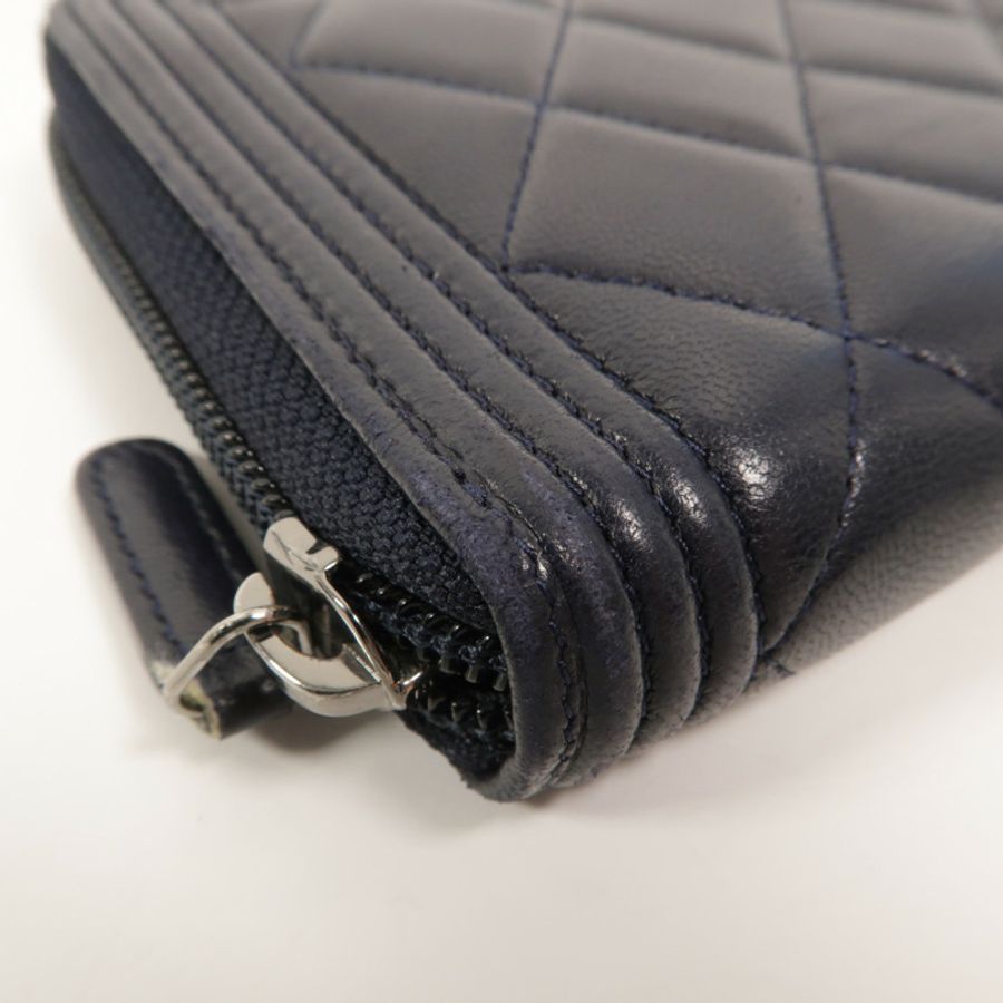 CHANEL 羊皮皮革Boy Long Wallet長錢包-14