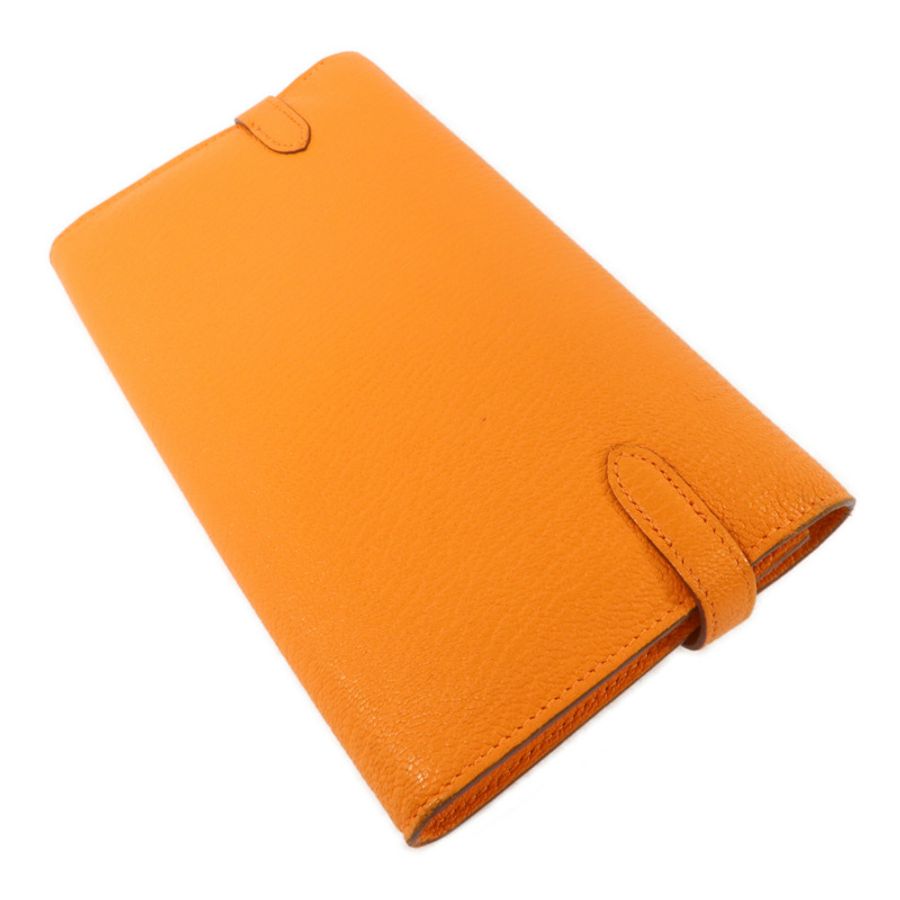 HERMES Chevre皮革Kelly Long Wallet長錢包Orange-3