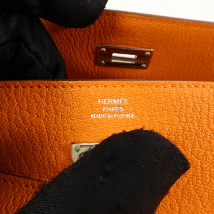 HERMES Chevre皮革Kelly Long Wallet長錢包Orange-5