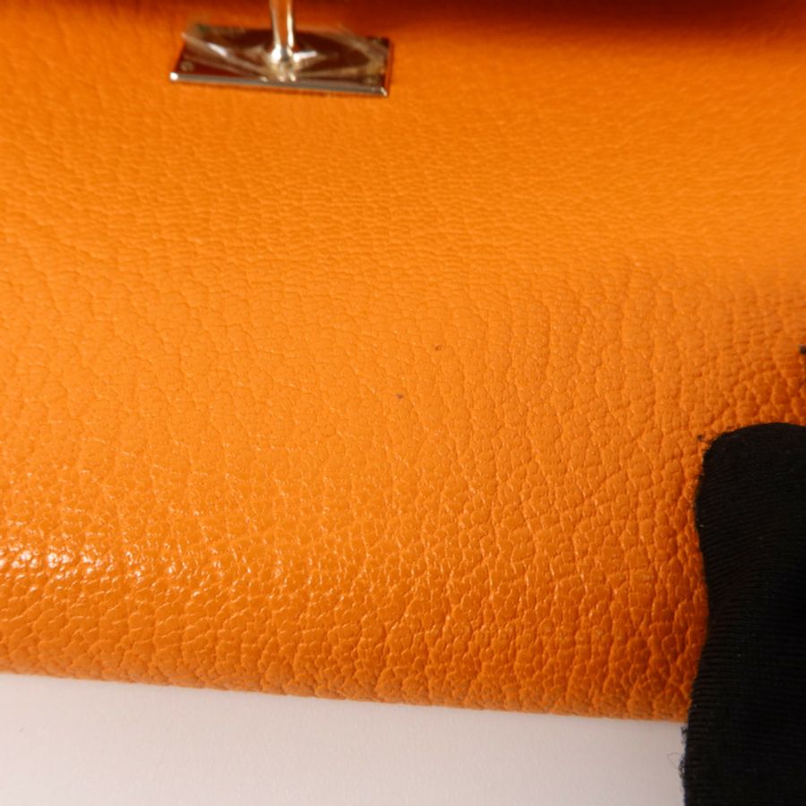 HERMES Chevre皮革Kelly Long Wallet長錢包Orange-19