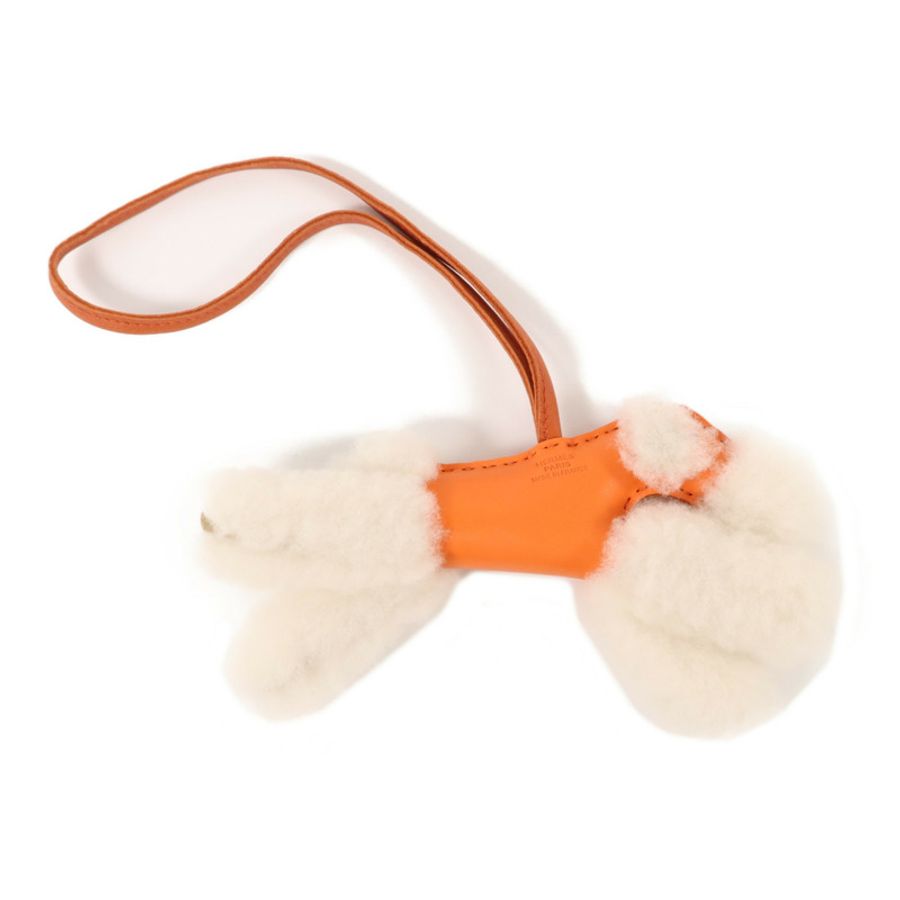 HERMES Milo皮革/羊毛Budy Charm掛飾Capucine/Sienne-1