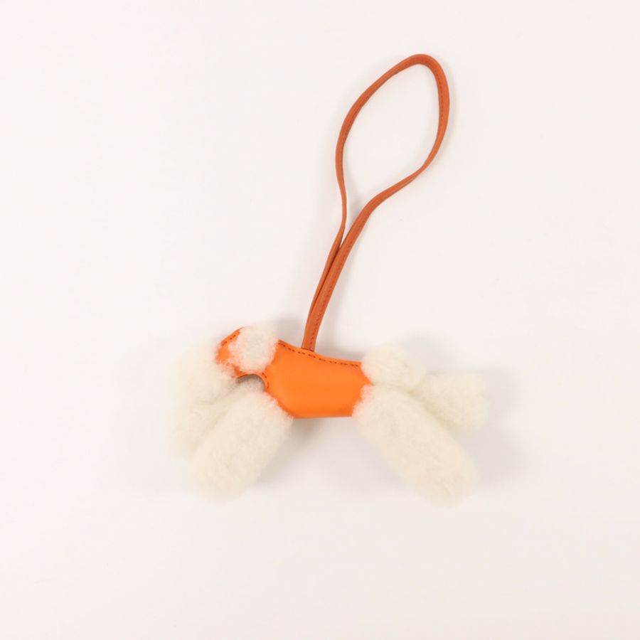 HERMES Milo皮革/羊毛Budy Charm掛飾Capucine/Sienne-6