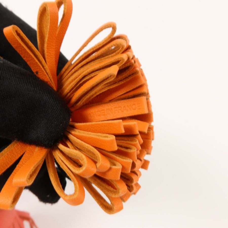 HERMES Milo皮革Carmen Uno-Dos Key Ring鎖匙扣掛飾Rose Jaipur/Orange-7