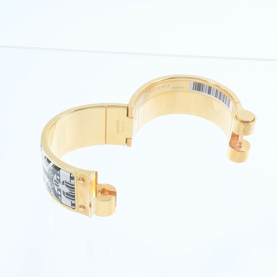 HERMES 金屬/琺瑯Charniere Wide Bangle手鐲-8
