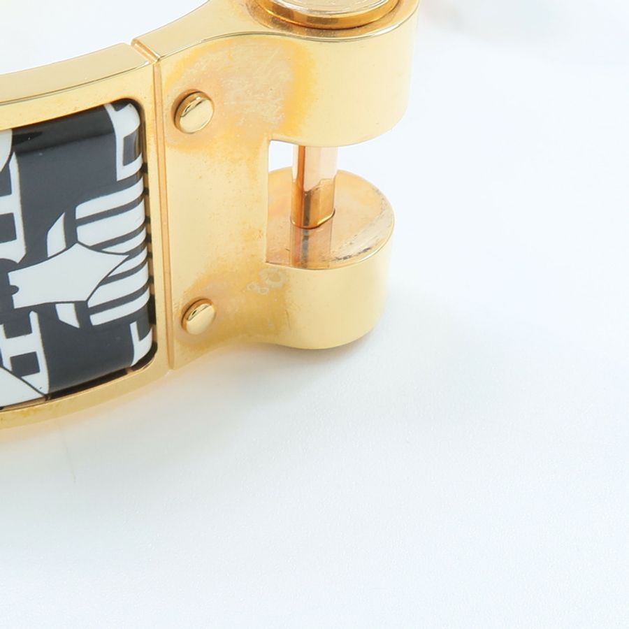HERMES 金屬/琺瑯Charniere Wide Bangle手鐲-9