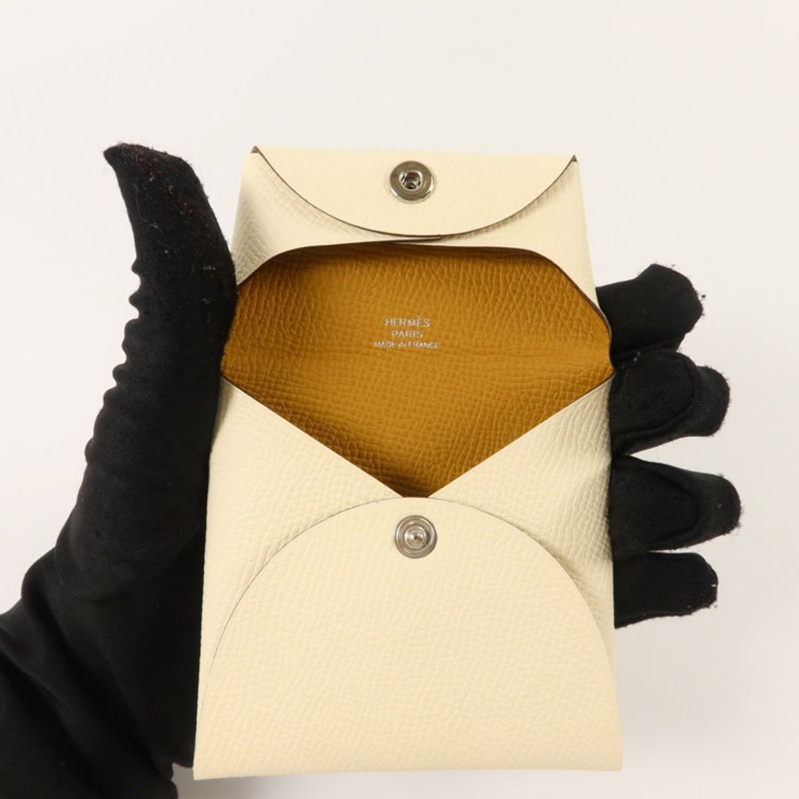 HERMES Epsom皮革Bastia Change Purse零錢包Nata/Biscuit-4