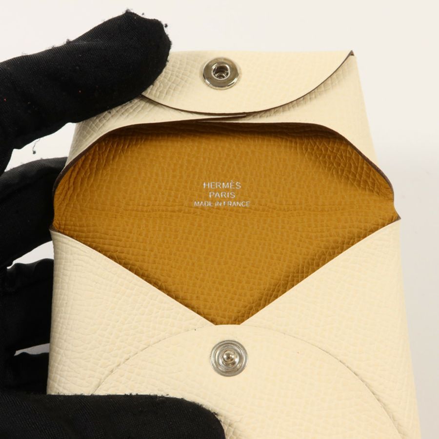 HERMES Epsom皮革Bastia Change Purse零錢包Nata/Biscuit-10