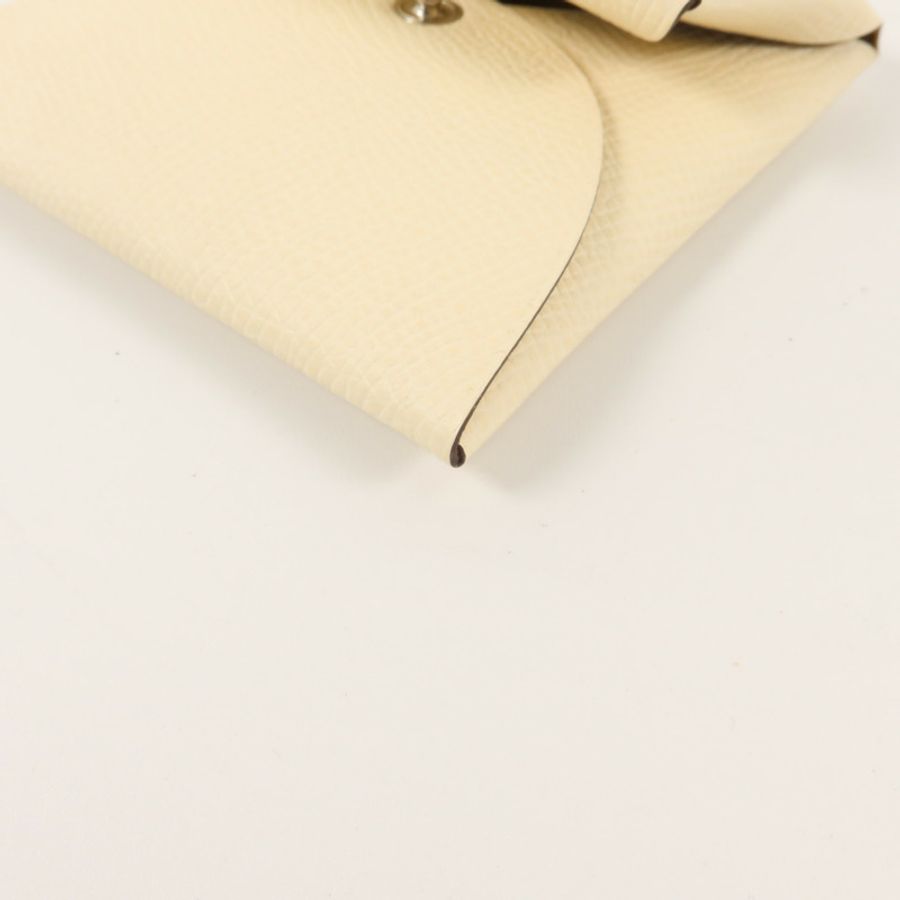 HERMES Epsom皮革Bastia Change Purse零錢包Nata/Biscuit-11