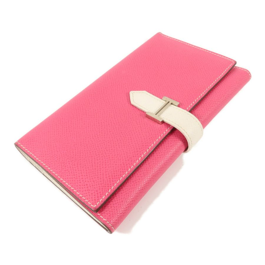 HERMES Epsom皮革Bearn Souffle Wallet長錢包Rose Tyrien/Craie-2