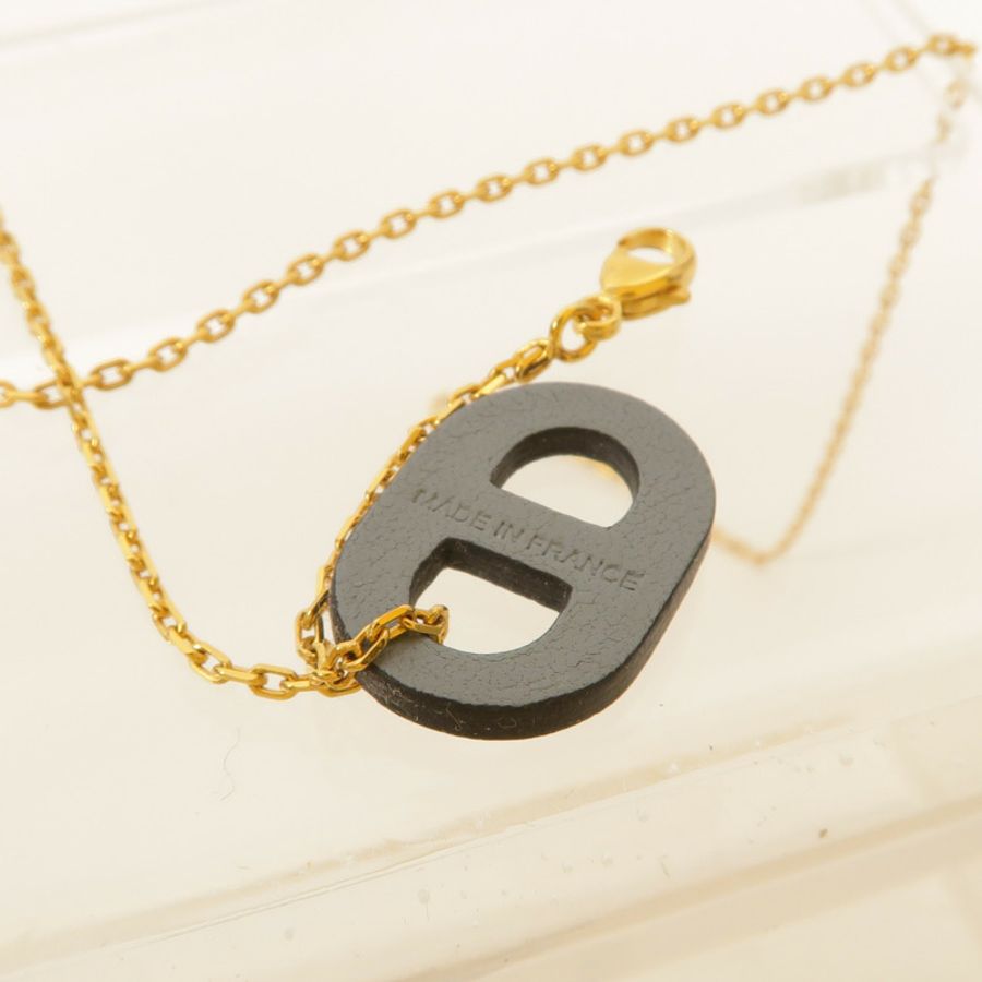 HERMES 金屬/Swift皮革O'Maillon Pendant項鍊-4