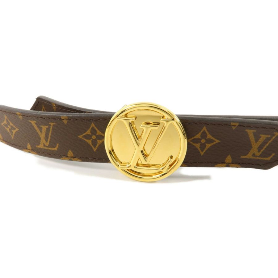 LOUIS VUITTON Monogram Circle Gold Reversible Belt 80cm皮帶-2