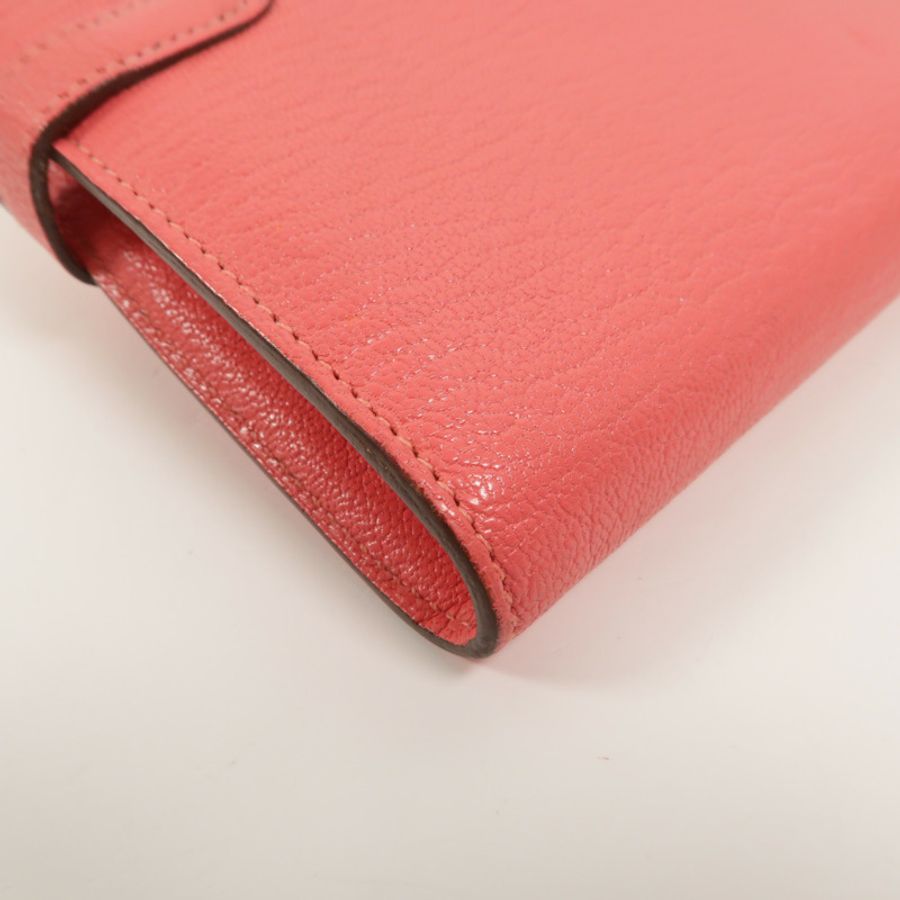 HERMES Chevre皮革Kelly Long Wallet長錢包Rose Lipstick-13