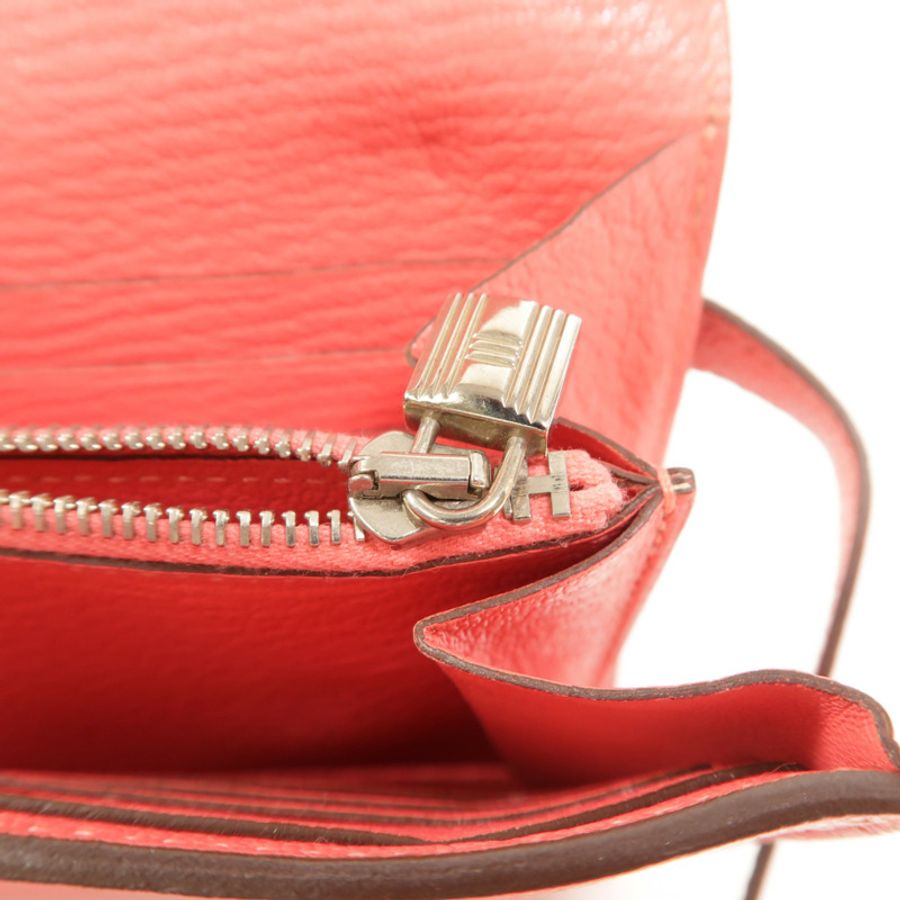 HERMES Chevre皮革Kelly Long Wallet長錢包Rose Lipstick-15