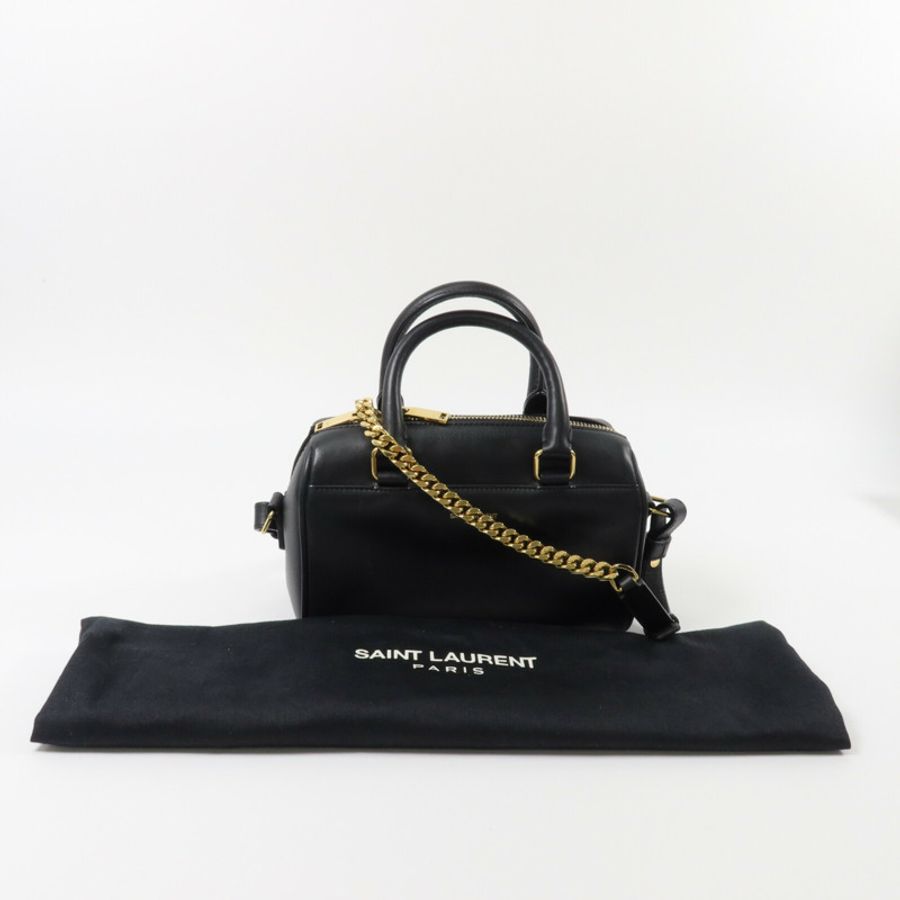 YVES SAINT LAURENT 牛皮皮革Classic Duffle Mini 18鏈帶手挽肩背兩用袋-8