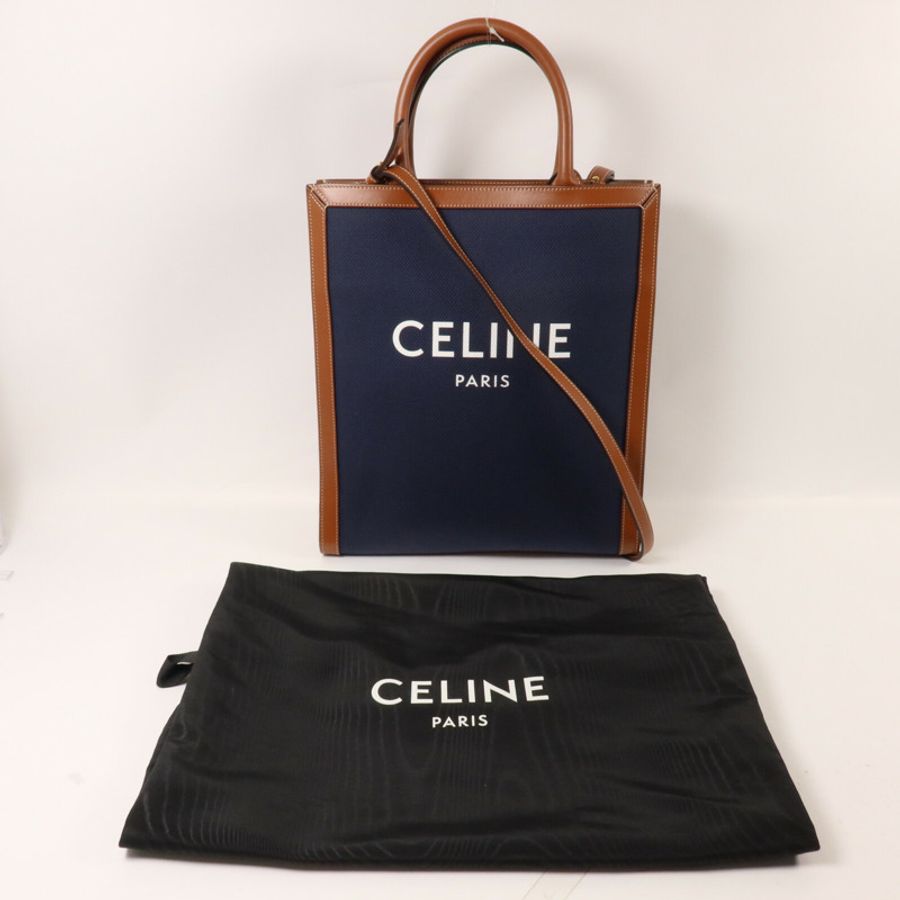 CELINE 帆布/牛皮皮革Small Vertical Cabas手挽肩背兩用袋-9
