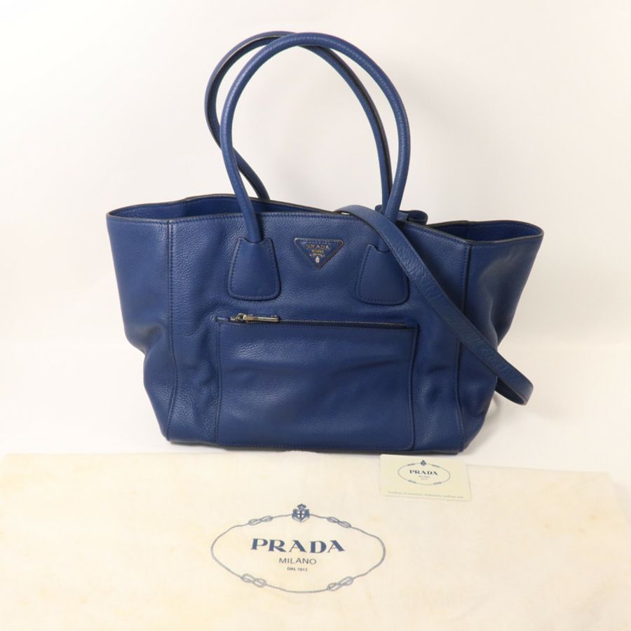 PRADA 牛皮皮革Vitello Daino Tote手挽肩背兩用袋-9