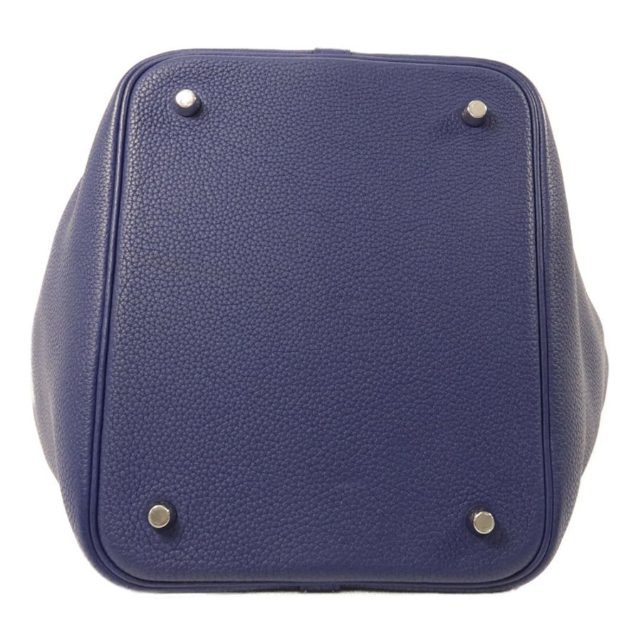 HERMES Maurice皮革Picotin MM手挽袋Blue Saphir-3