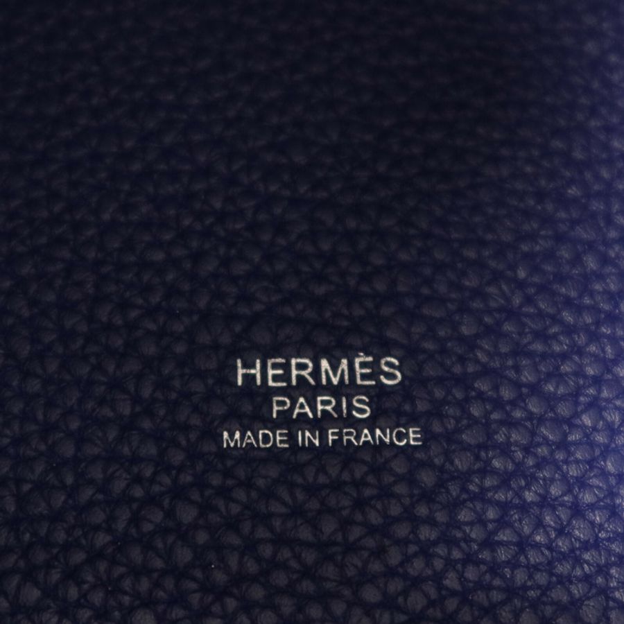 HERMES Maurice皮革Picotin MM手挽袋Blue Saphir-5