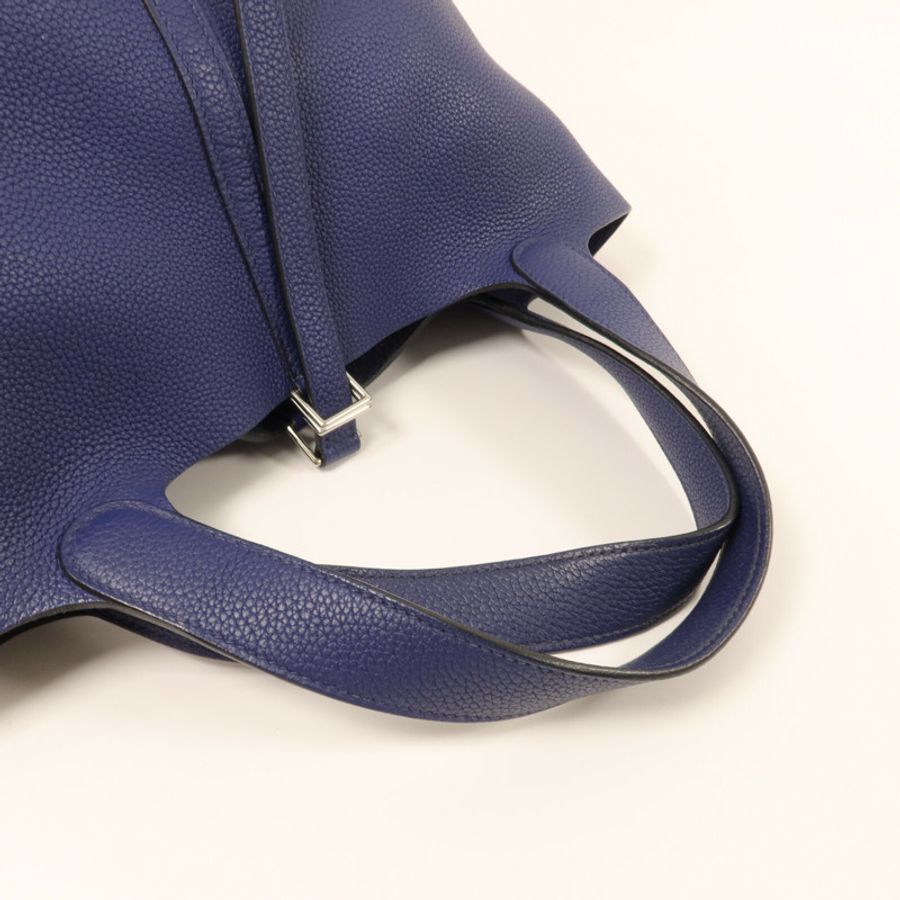 HERMES Maurice皮革Picotin MM手挽袋Blue Saphir-9