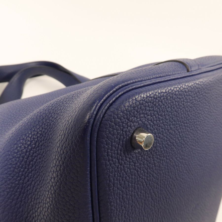 HERMES Maurice皮革Picotin MM手挽袋Blue Saphir-10