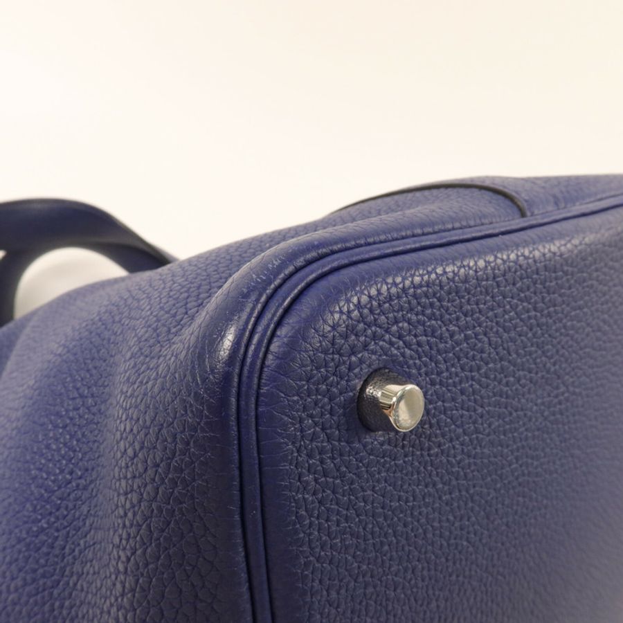 HERMES Maurice皮革Picotin MM手挽袋Blue Saphir-12