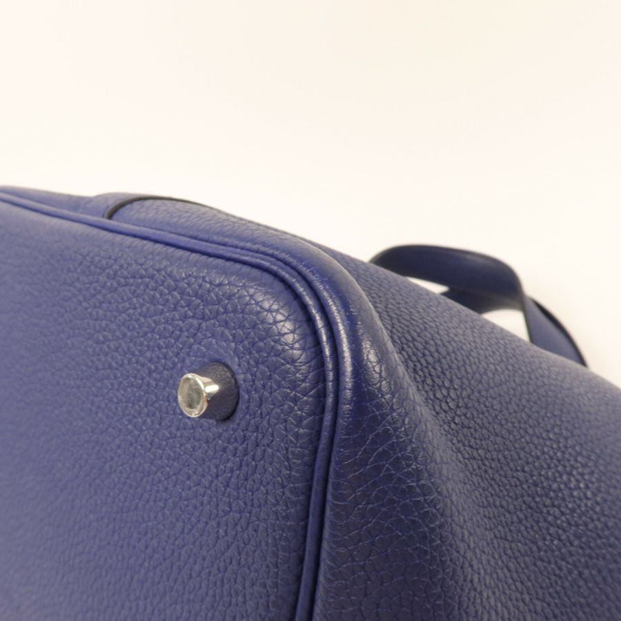 HERMES Maurice皮革Picotin MM手挽袋Blue Saphir-13
