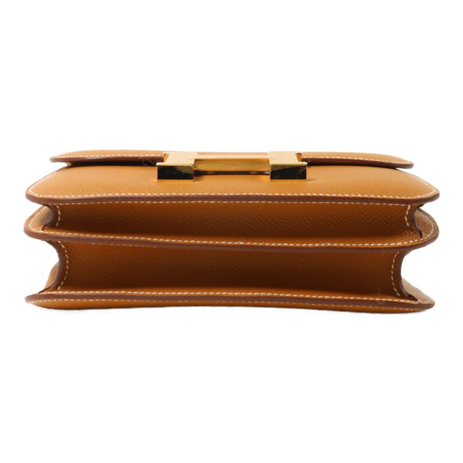 HERMES Epsom皮革Constance Mini肩背袋Gold-3