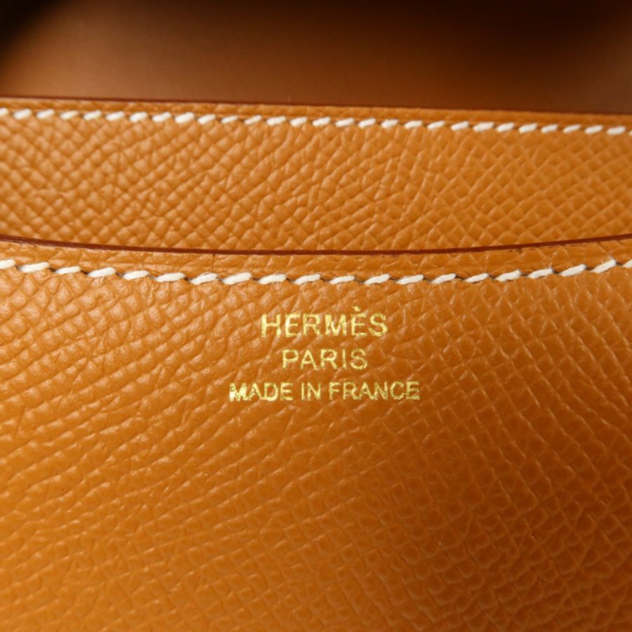 HERMES Epsom皮革Constance Mini肩背袋Gold-5
