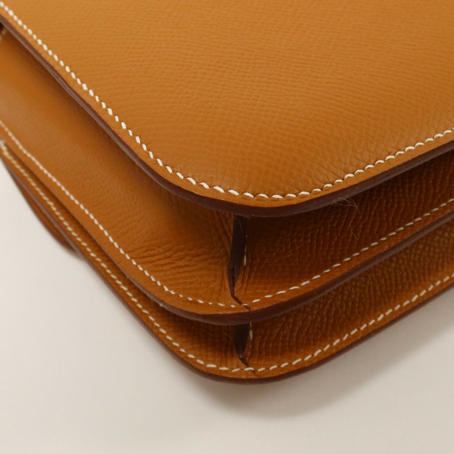 HERMES Epsom皮革Constance Mini肩背袋Gold-12