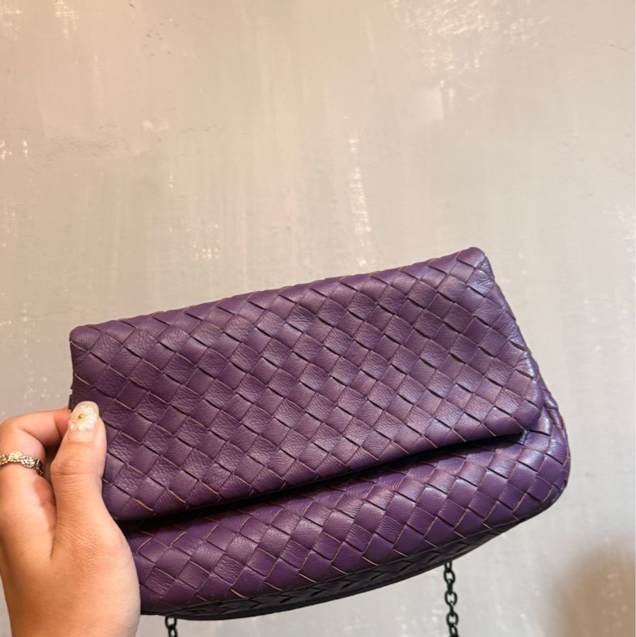 BOTTEGA VENETA 寶緹嘉 BV NAPPA 小羊皮編織迷你鍊帶包(紫色)-1