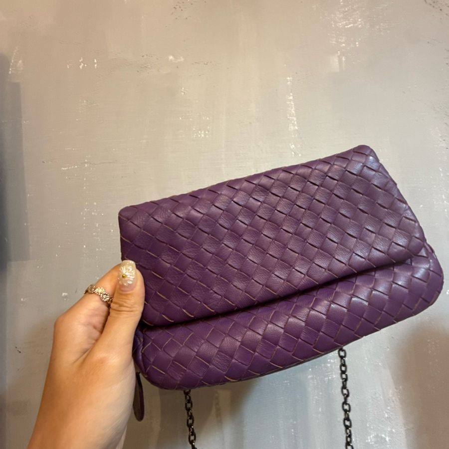 BOTTEGA VENETA 寶緹嘉 BV NAPPA 小羊皮編織迷你鍊帶包(紫色)-5