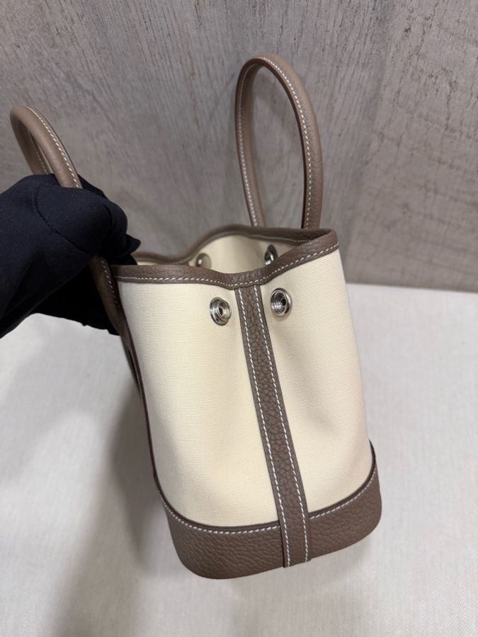 Hermes Mini Garden Party Etoupe大象灰帆布拼皮 G刻-2