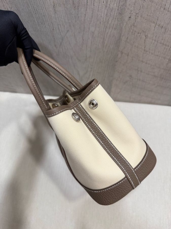 Hermes Mini Garden Party Etoupe大象灰帆布拼皮 G刻-3