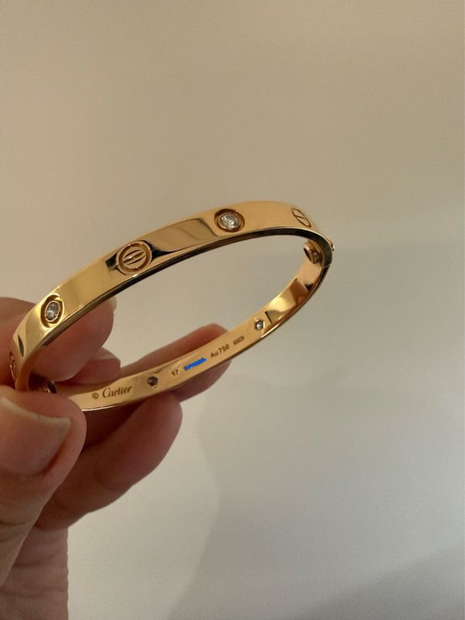 Cartier LOVE 手鐲 #17 四鑽 玫瑰金-1