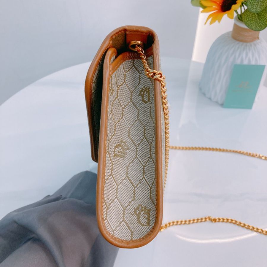 MS0752 Christian Dior 迪奧 中古 蜂巢 蜂窩 鏈條包 棕色/啡色 金扣 Vintage Honeycomb Chain Shoulder Bag PVC Beige/Brown x GHW (90new)(NIL) 1200-5