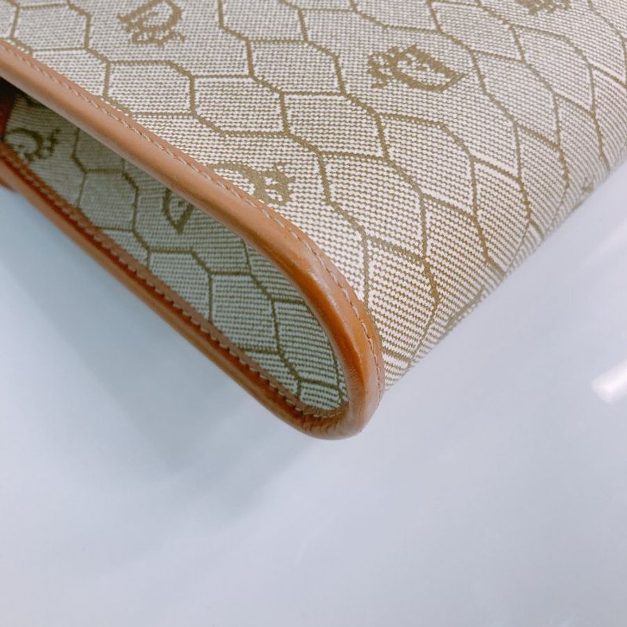 MS0752 Christian Dior 迪奧 中古 蜂巢 蜂窩 鏈條包 棕色/啡色 金扣 Vintage Honeycomb Chain Shoulder Bag PVC Beige/Brown x GHW (90new)(NIL) 1200-8
