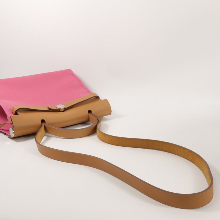 HERMES 帆布Herbag PM手挽肩背兩用袋Pink-11