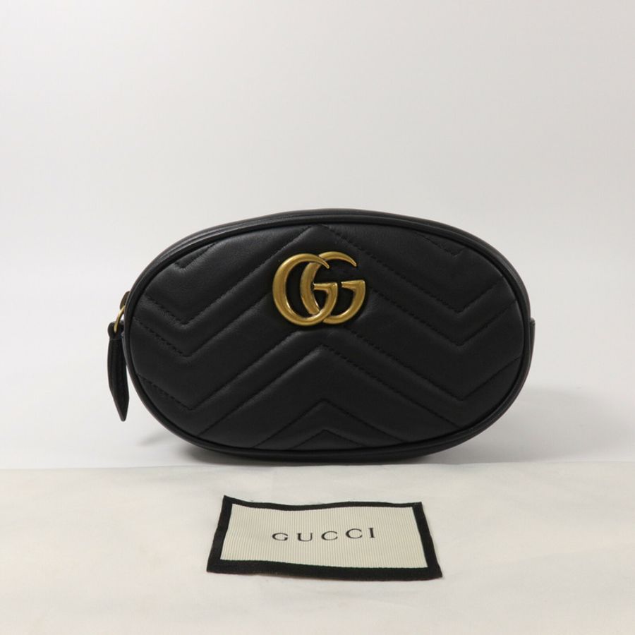 GUCCI 牛皮皮革GG Marmont Belt Bag腰包-4