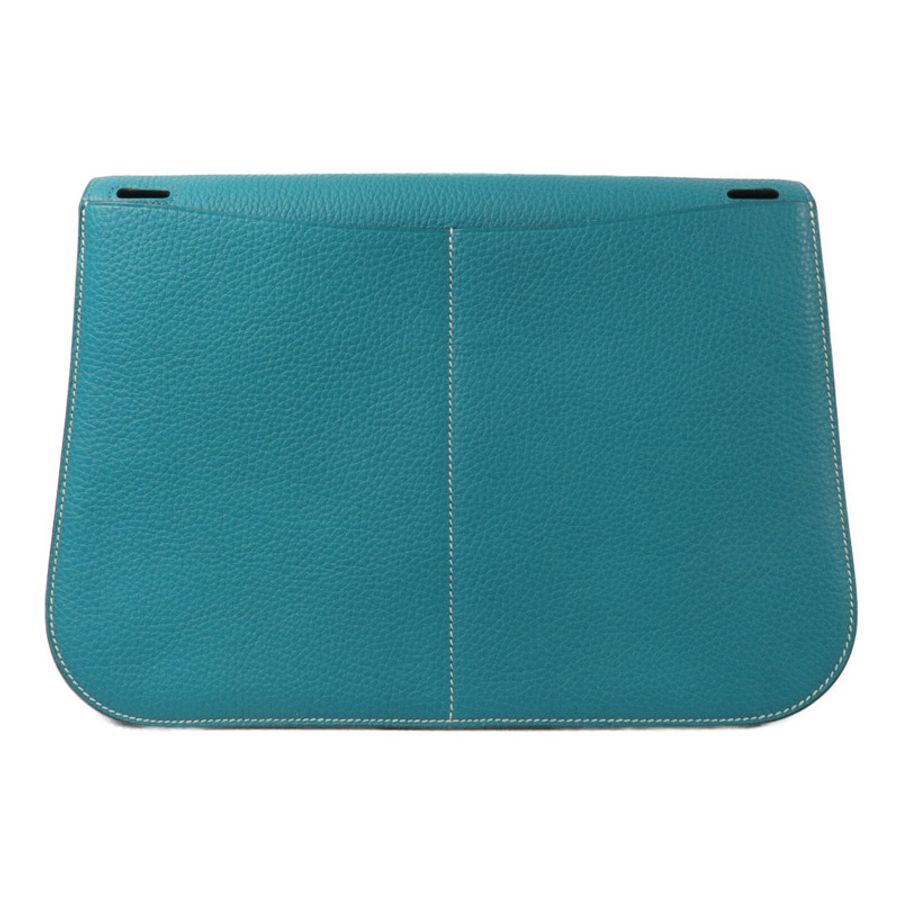 HERMES Clemence皮革Halzan 31手挽肩背兩用袋Vert Verone-1