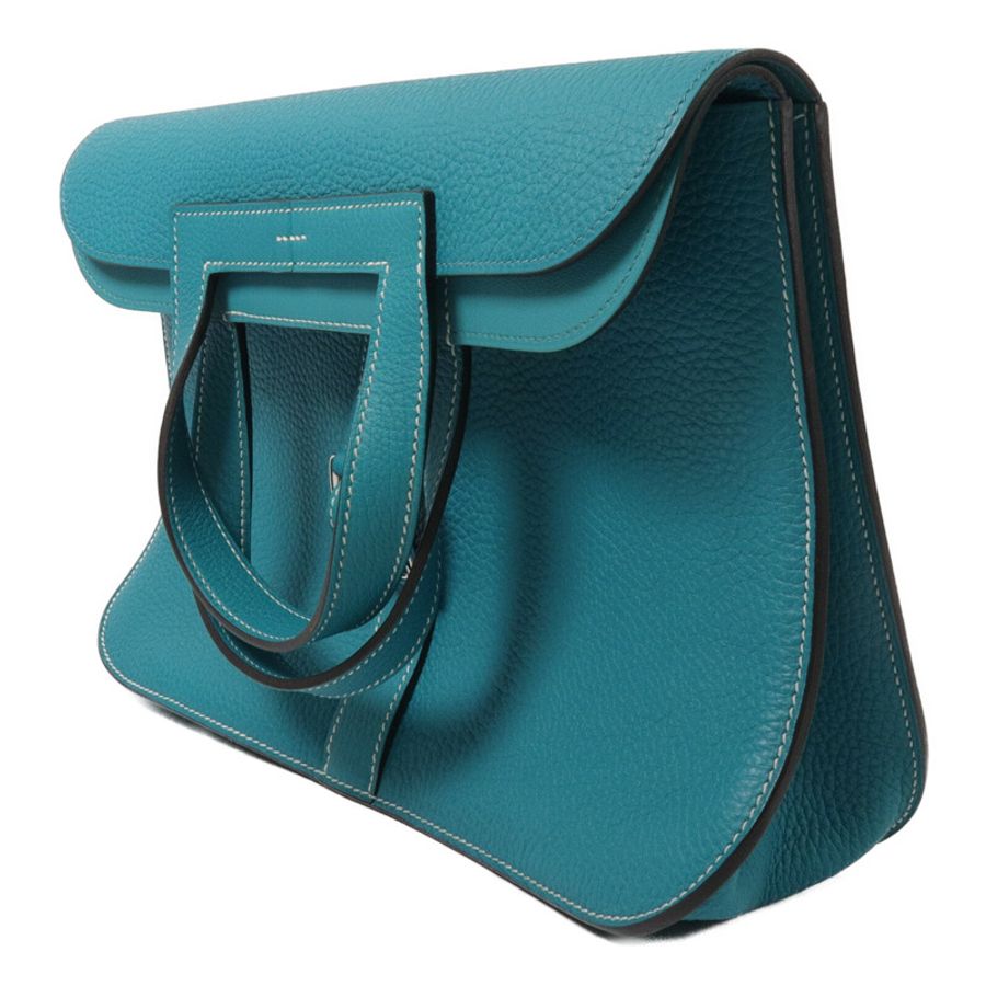 HERMES Clemence皮革Halzan 31手挽肩背兩用袋Vert Verone-2