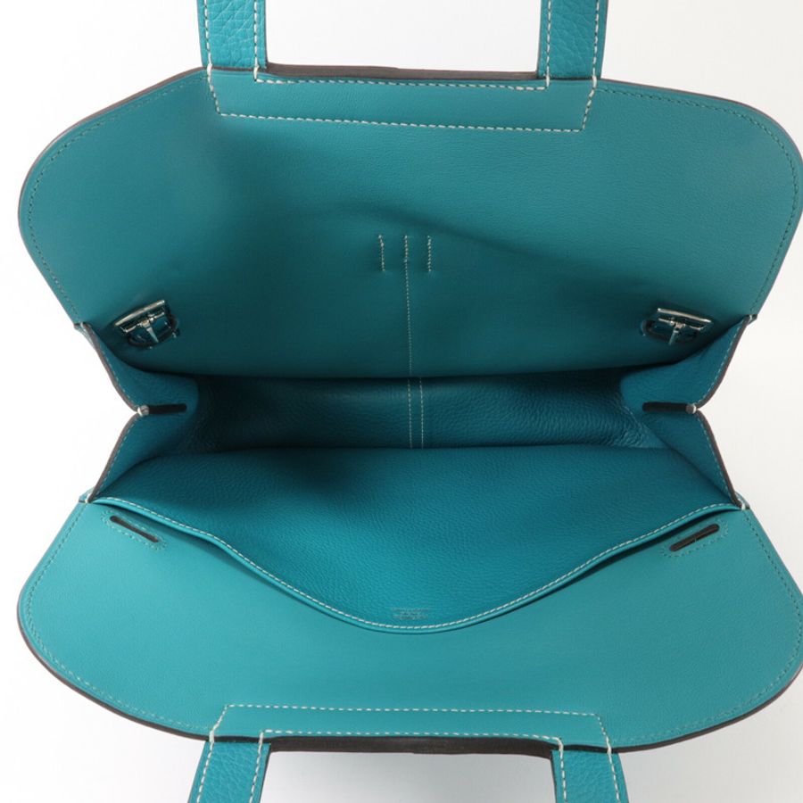 HERMES Clemence皮革Halzan 31手挽肩背兩用袋Vert Verone-4