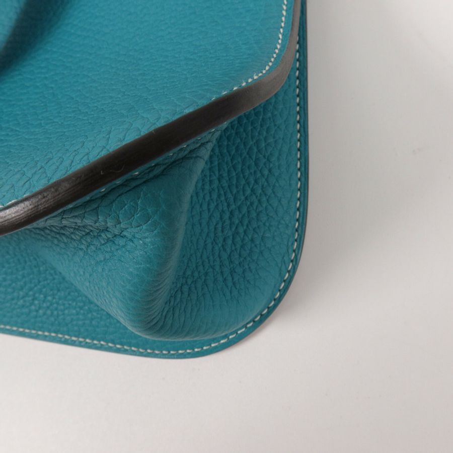 HERMES Clemence皮革Halzan 31手挽肩背兩用袋Vert Verone-9