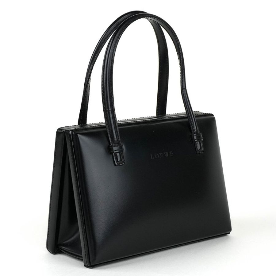 KÉSH 凱仕精品|LOEWE 博物館包 黑色小牛皮手提包|Mini Museo Tote Bag |黑色 Mini Tote 小方包-8