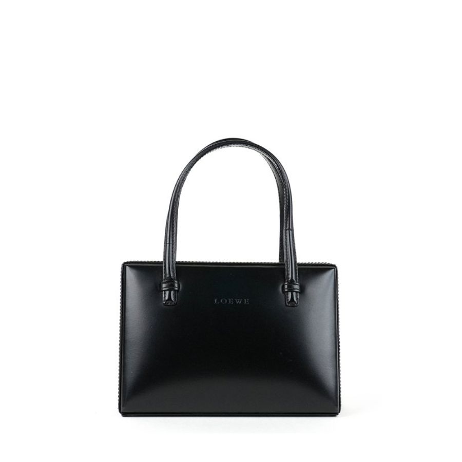 KÉSH 凱仕精品|LOEWE 博物館包 黑色小牛皮手提包|Mini Museo Tote Bag |黑色 Mini Tote 小方包-0