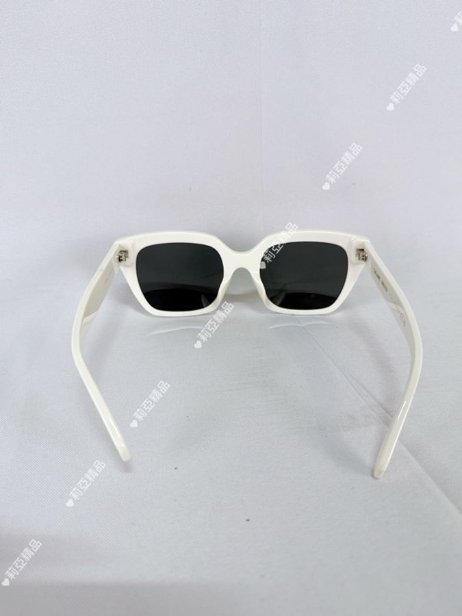 莉亞精品♡ Celine 白色膠框墨鏡附小包 二手美品-3