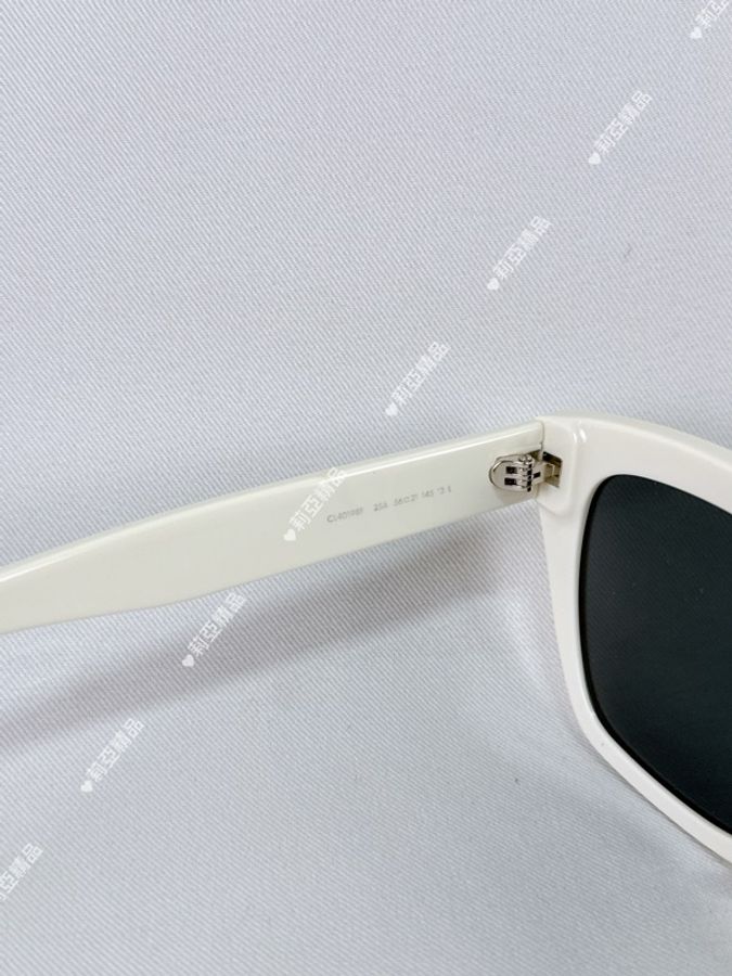 莉亞精品♡ Celine 白色膠框墨鏡附小包 二手美品-9