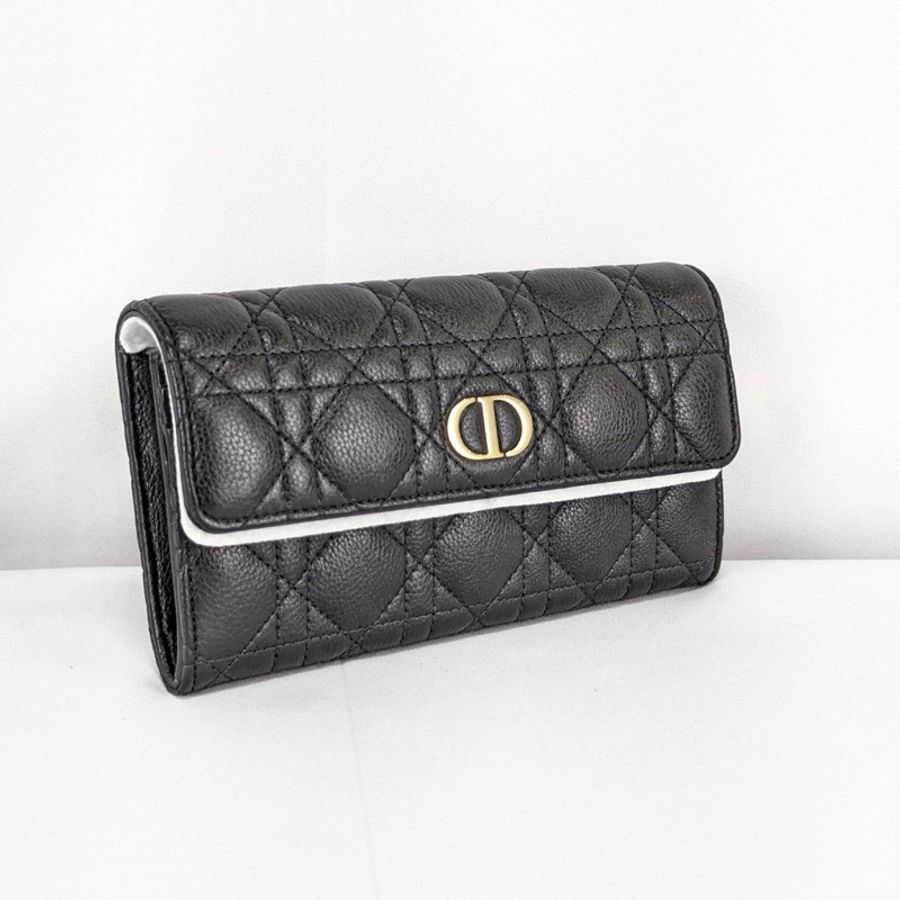 莉亞精品♡ Dior Caro Orchid 籐格紋長夾 二手美包-0