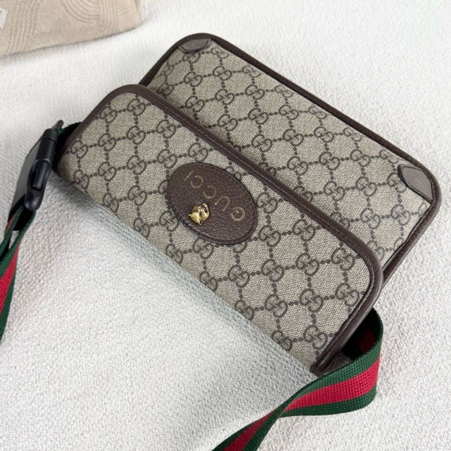 🌷甜價!Gucci 古馳 老花虎頭腰包-1