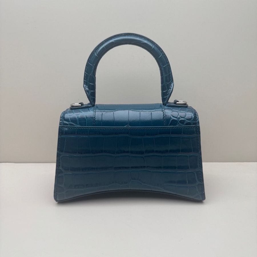 XS號 巴黎世家/Balenciaga 藍色牛皮鰐魚壓紋沙漏包-1